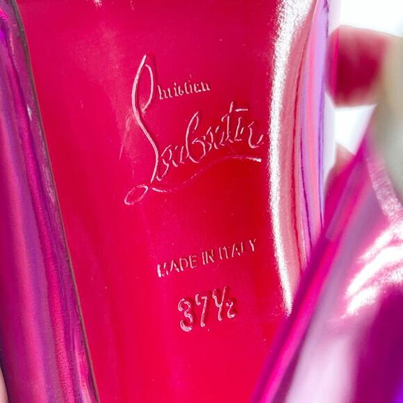Christian Louboutin Yazefir 130 Pink Iridescent Leather Platform Pump EU 37.5 - Picture 14 of 14
